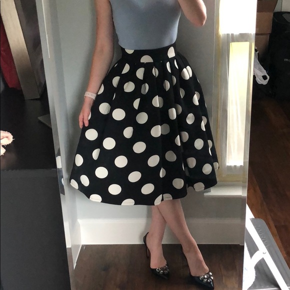 Black And White Polka Dot Full Skirt Retro - Picture 1 of 9